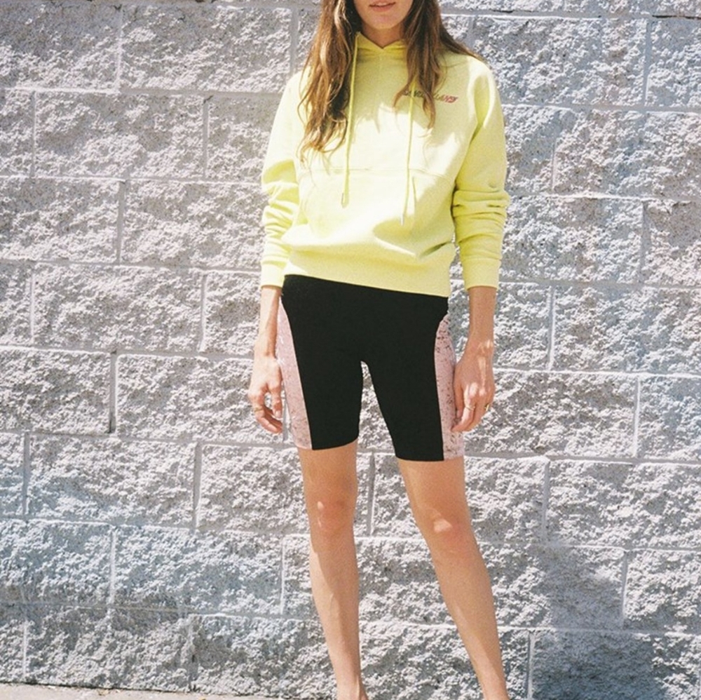 Sandy Liang Colorblock Black and Rose Pink Satin Shorts